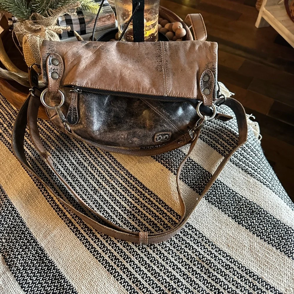 Bed Stu Two-Tone Leather Bag in Brown and Black - Picture 3 of 4